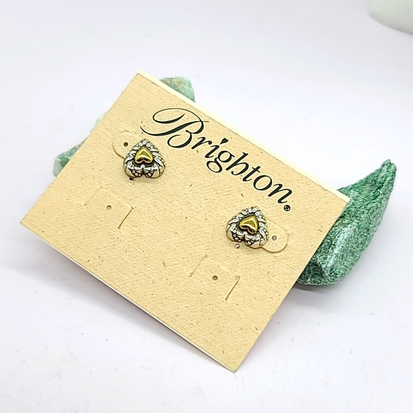 Brighton NOC Two-Tone Pebbled Heart Post Earrings from Nordstrom ❤️🥳🎉 Gr8 Gift - Picture 2 of 6